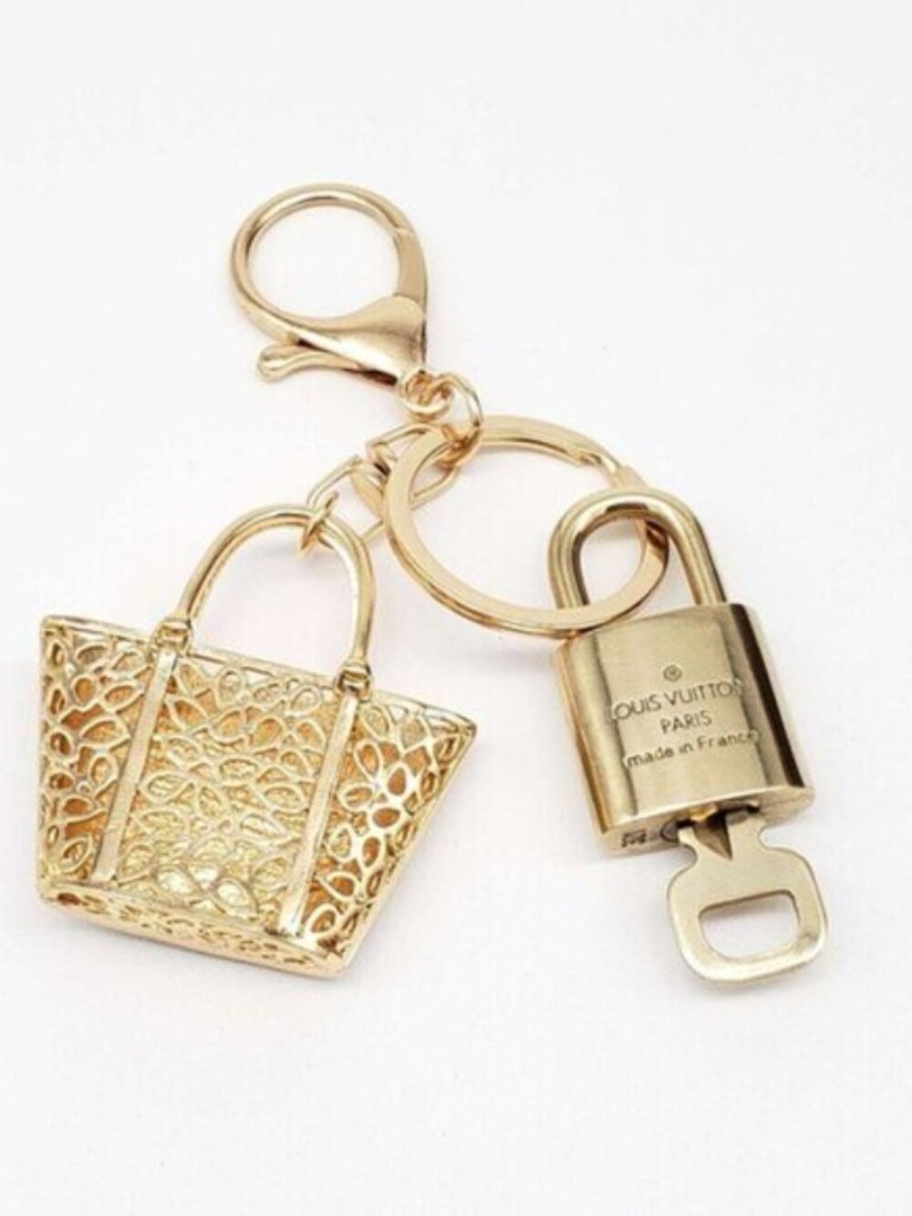 Louis Vuitton Authentic Gold Padlock 🔑 Key + Stylish Unbranded Bag Charm - Picture 4 of 9